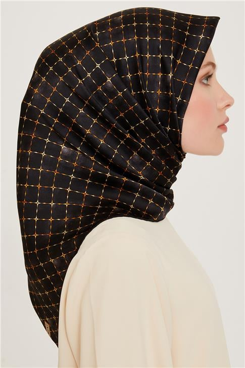 Armine Soyut Desenli Twill Saf İpek Eşarp 9259D 01 09