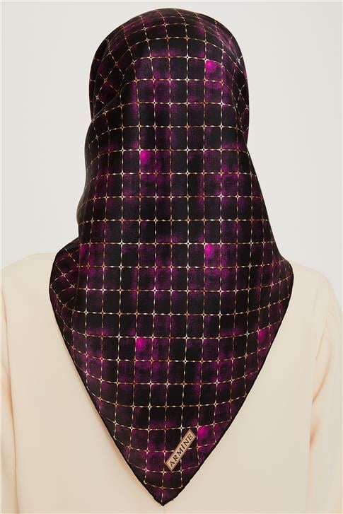 Armine Soyut Desenli Twill Saf İpek Eşarp 9259D 01 32