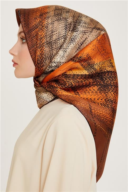 Armine Soyut Desenli Twill Saf İpek Eşarp 9236D 31
