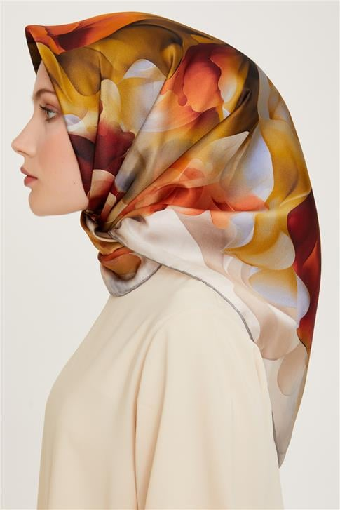 Armine Soyut Desenli Twill Saf İpek Eşarp 9244D 35