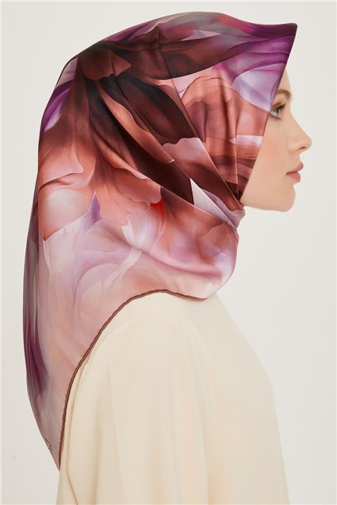 Armine Soyut Desenli Twill Saf İpek Eşarp 9244D 15