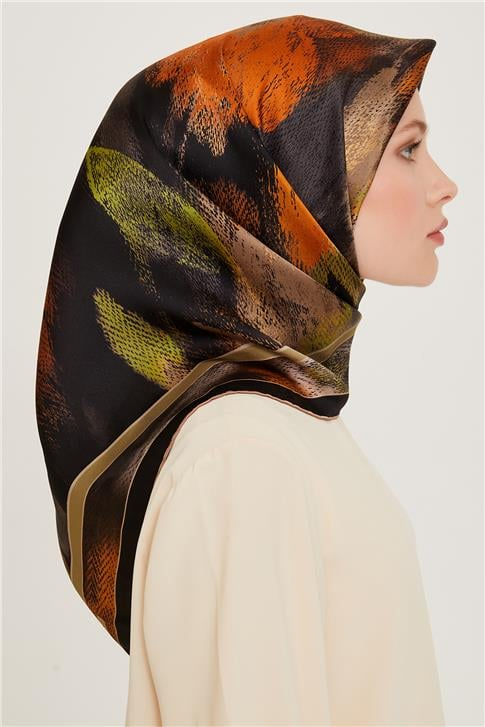 Armine Soyut Desenli Twill Saf İpek Eşarp 9240D 39