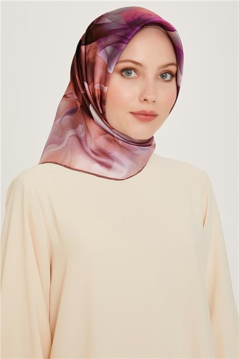 Armine Soyut Desenli Twill Saf İpek Eşarp 9244D 15
