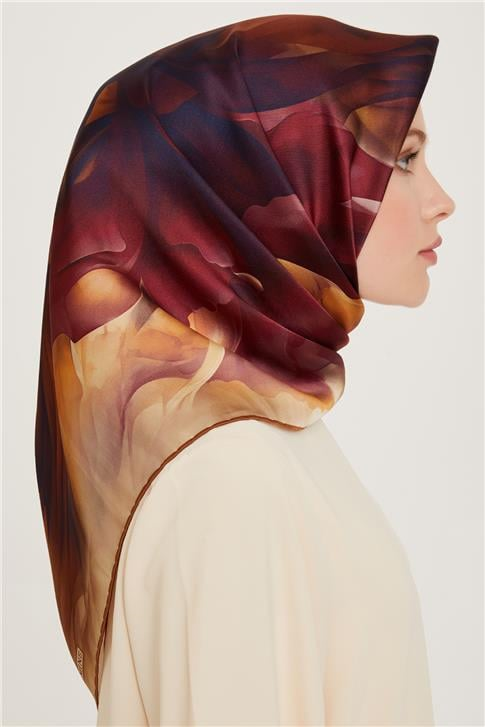 Armine Soyut Desenli Twill Saf İpek Eşarp 9244D 01