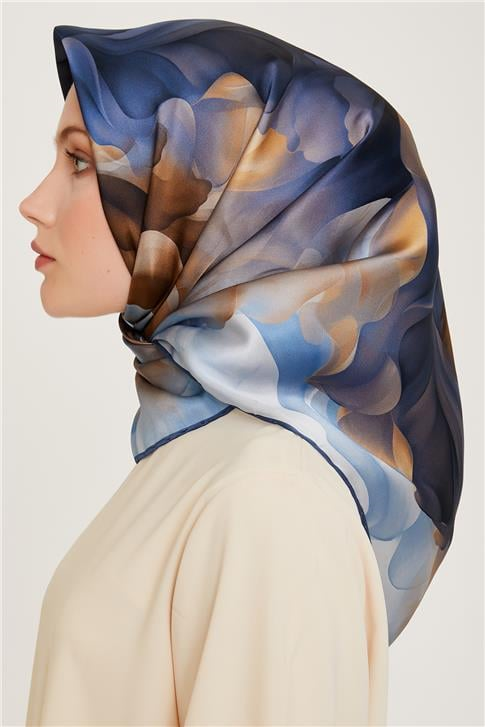 Armine Soyut Desenli Twill Saf İpek Eşarp 9244D 06