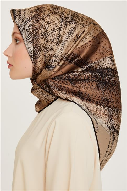 Armine Soyut Desenli Twill Saf İpek Eşarp 9236D 08