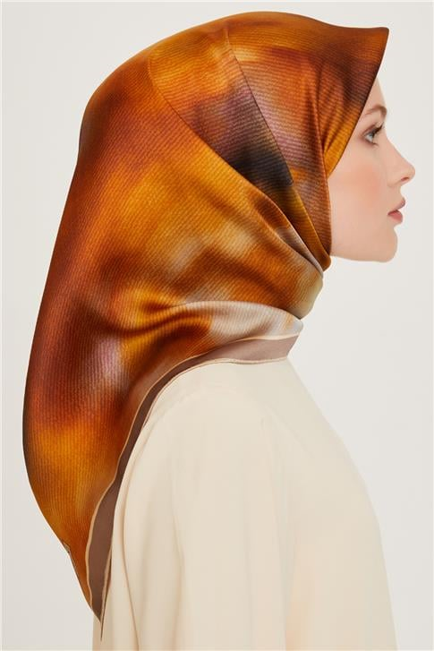 Armine Soyut Desenli Twill Saf İpek Eşarp 9233D 31