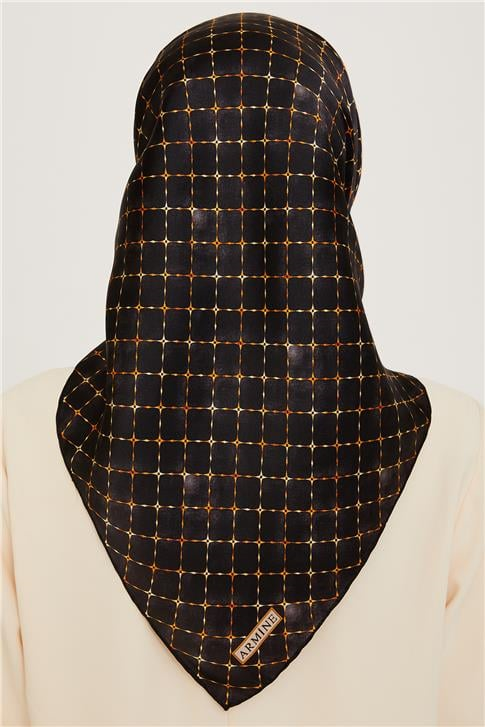 Armine Soyut Desenli Twill Saf İpek Eşarp 9259D 01 09