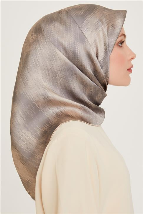 Armine Soyut Desenli Twill Saf İpek Eşarp 9221D 86