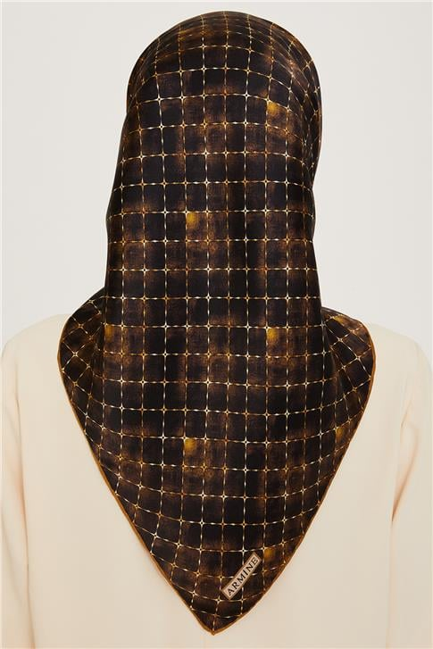 Armine Soyut Desenli Twill Saf İpek Eşarp 9259D 01 31