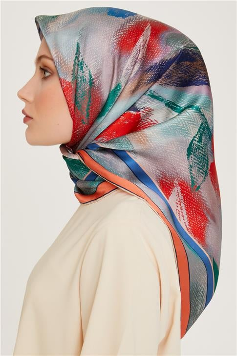 Armine Soyut Desenli Twill Saf İpek Eşarp 9240D 36