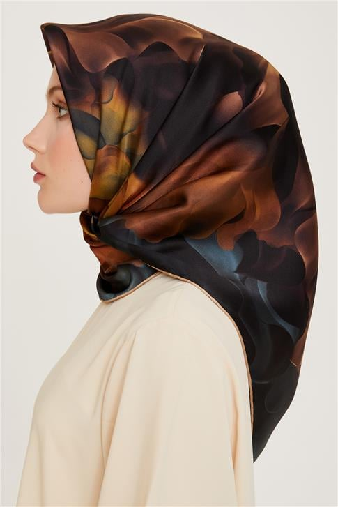 Armine Soyut Desenli Twill Saf İpek Eşarp 9244D 34