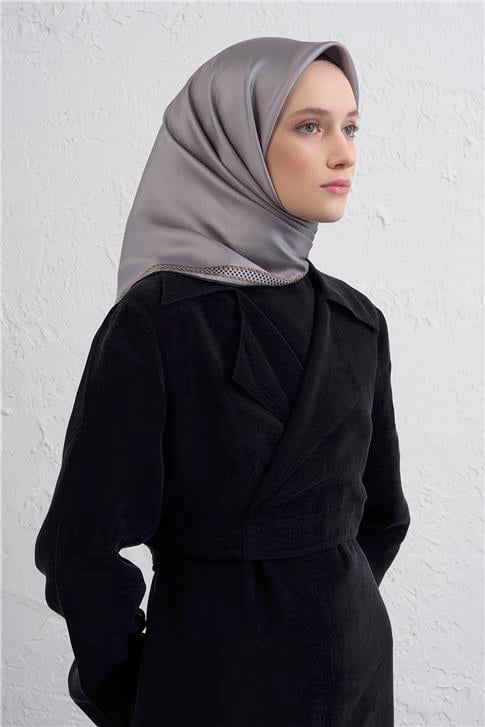 Armine Su Yolu Desenli Saf İpek Twill Eşarp 9444D 33