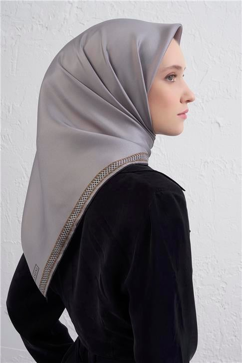 Armine Su Yolu Desenli Saf İpek Twill Eşarp 9444D 33