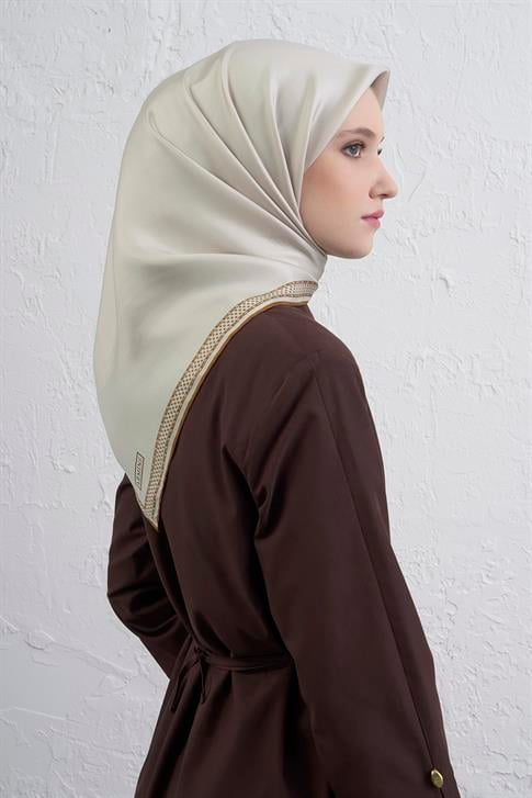 Armine Su Yolu Desenli Saf İpek Twill Eşarp 9444D 02