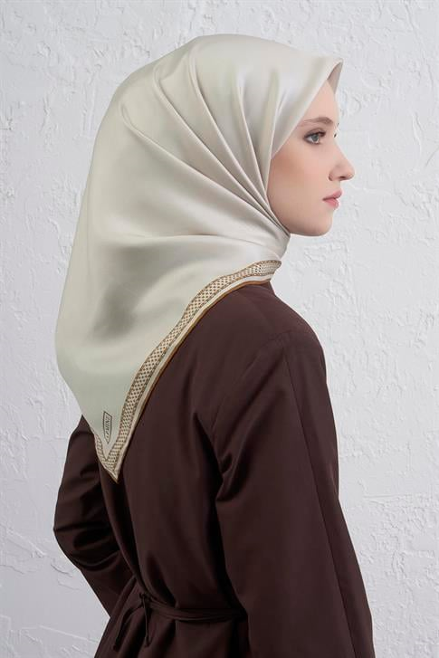 Armine Su Yolu Desenli Saf İpek Twill Eşarp 9444D 02