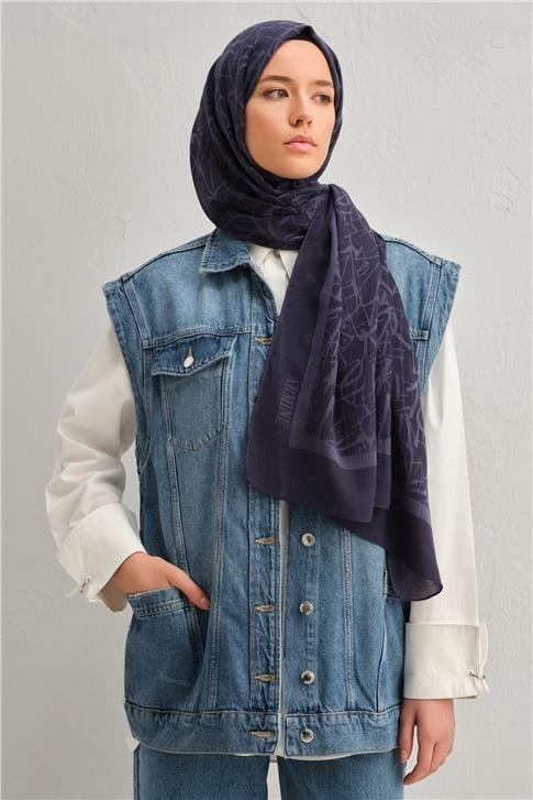 Armine Tencel İpek Kaligrafi Desen Şal 3293