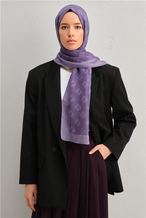 Armine Tencel İpek Minimal Monogram Desen Şal 3298