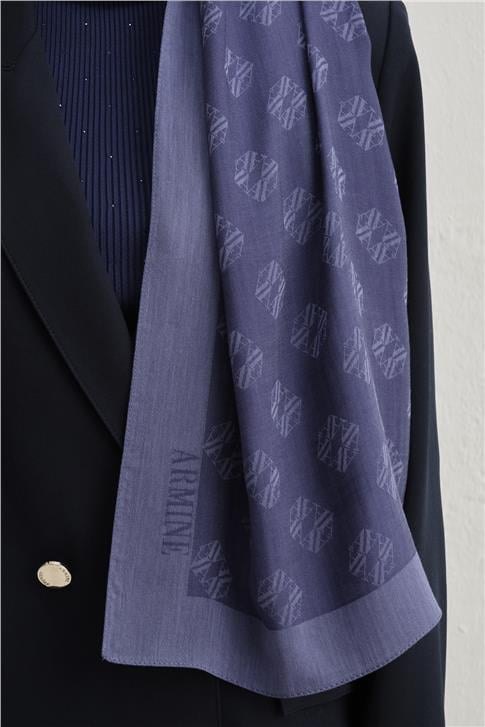 Armine Tencel İpek Minimal Monogram Desen Şal 3292