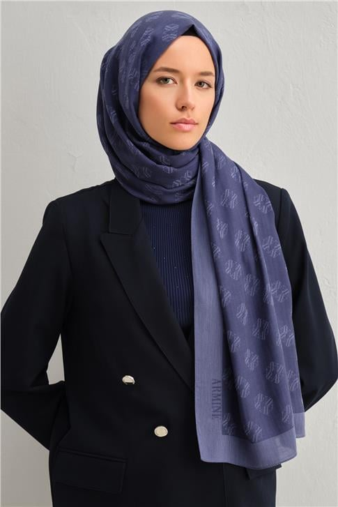 Armine Tencel İpek Minimal Monogram Desen Şal 3292
