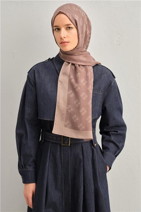 Armine Tencel İpek Minimal Monogram Desen Şal 32104