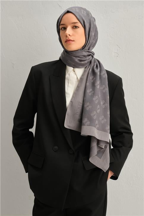 Armine Tencel İpek Minimal Monogram Desen Şal 3296