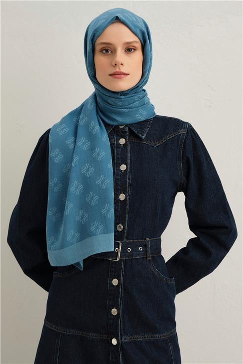 Armine Tencel İpek Minimal Monogram Desen Şal 32118