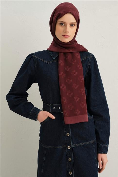 Armine Tencel İpek Minimal Monogram Desen Şal 03