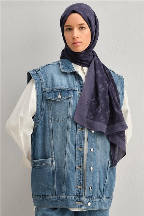 Armine Tencel İpek Minimal Monogram Desen Şal 3293