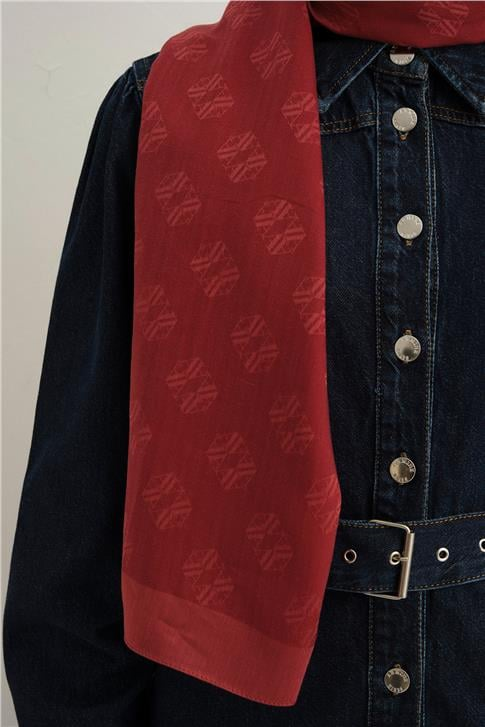Armine Tencel İpek Minimal Monogram Desen Şal 32109