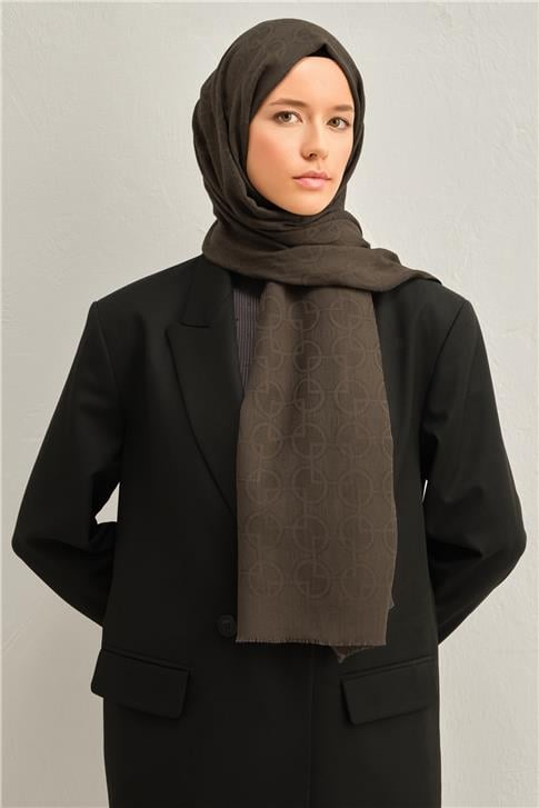 Armine Tencel Yün Geometrik Desen Şal 09
