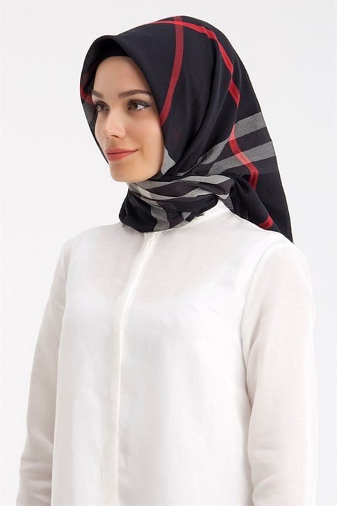 Armine Trend Pamuk Eşarp 00Oa7440 Siyah Kırmızı