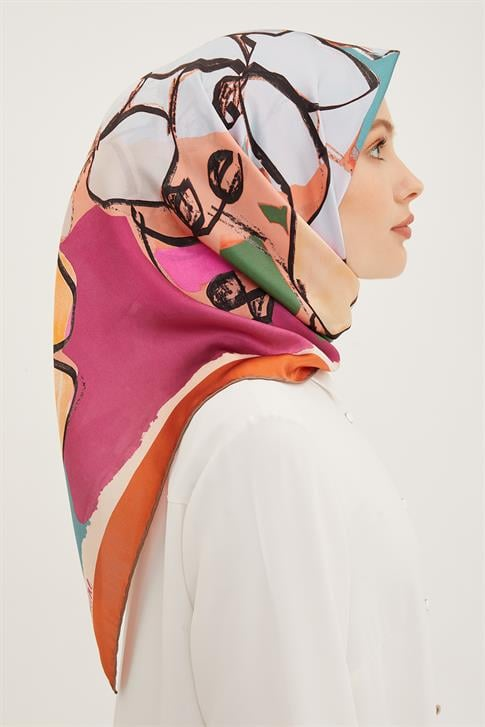 Armine Twill Saf İpek Eşarp 8914D 01
