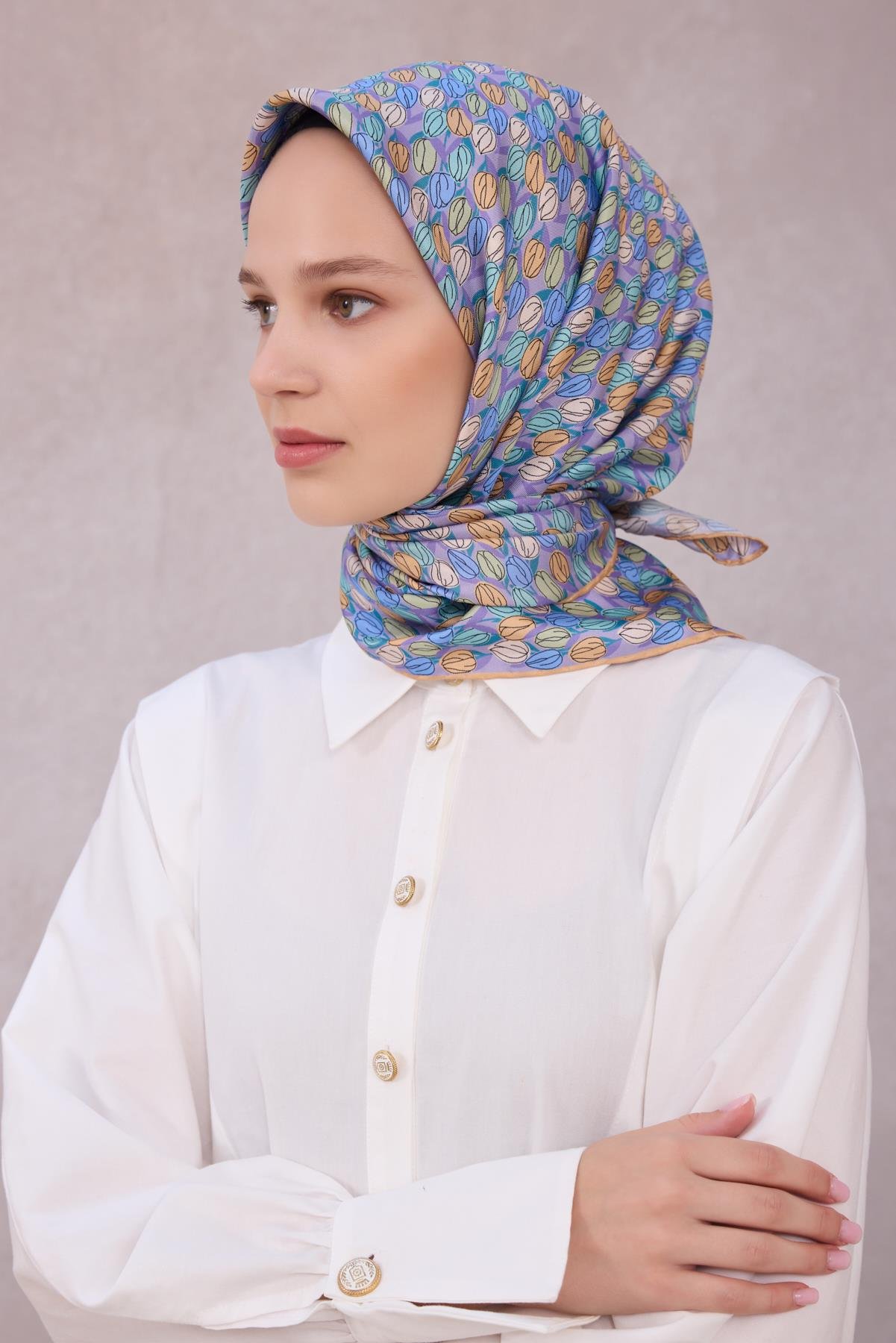 Belli Saf İpek Eşarp 4204-10