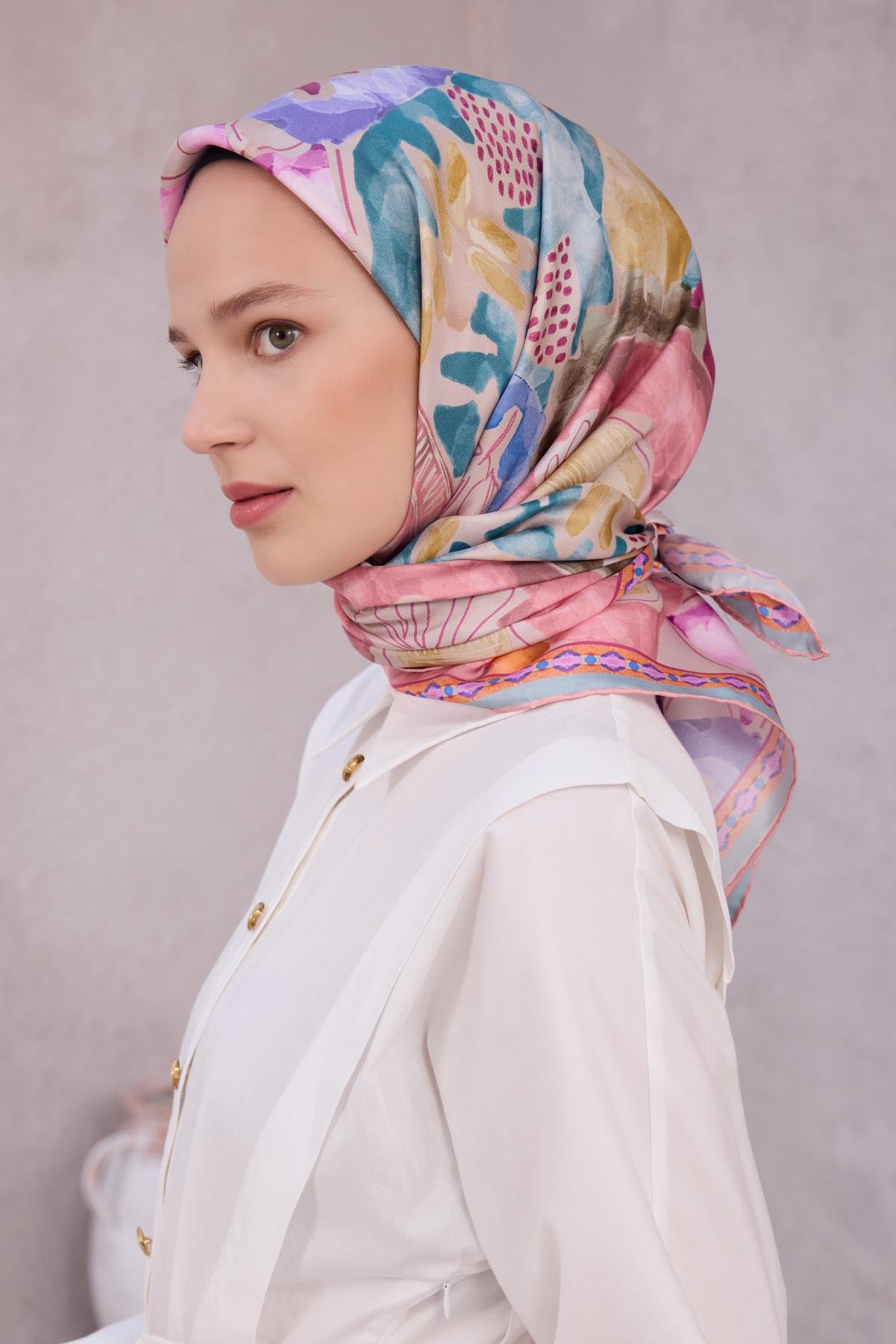 Belli Saf İpek Eşarp 4216-07