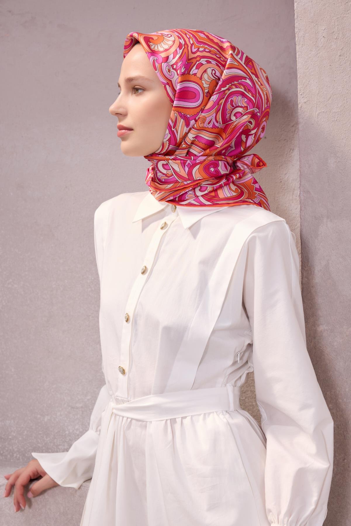 Belli Saf İpek Eşarp 4222-55
