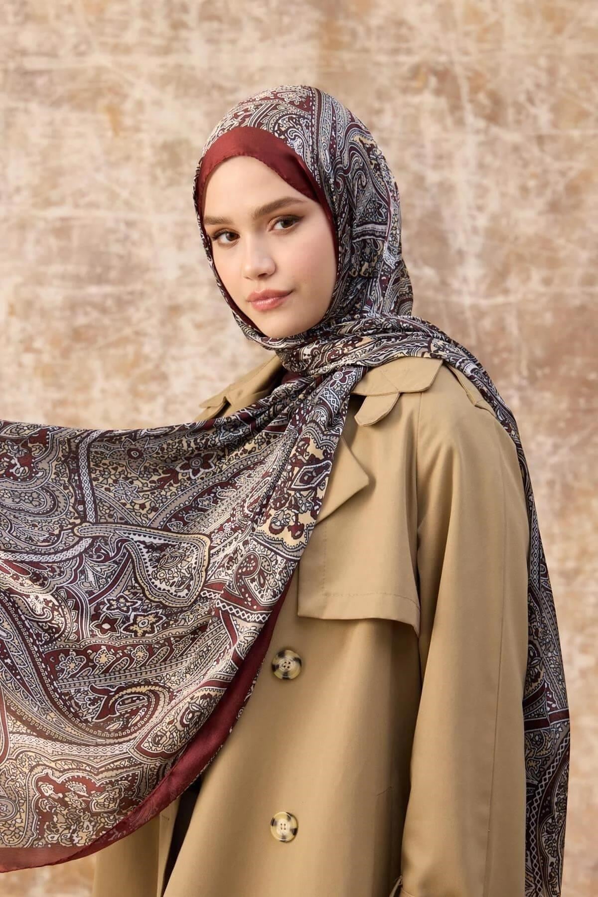 Bordo Hint Vual Şal - 5003-02