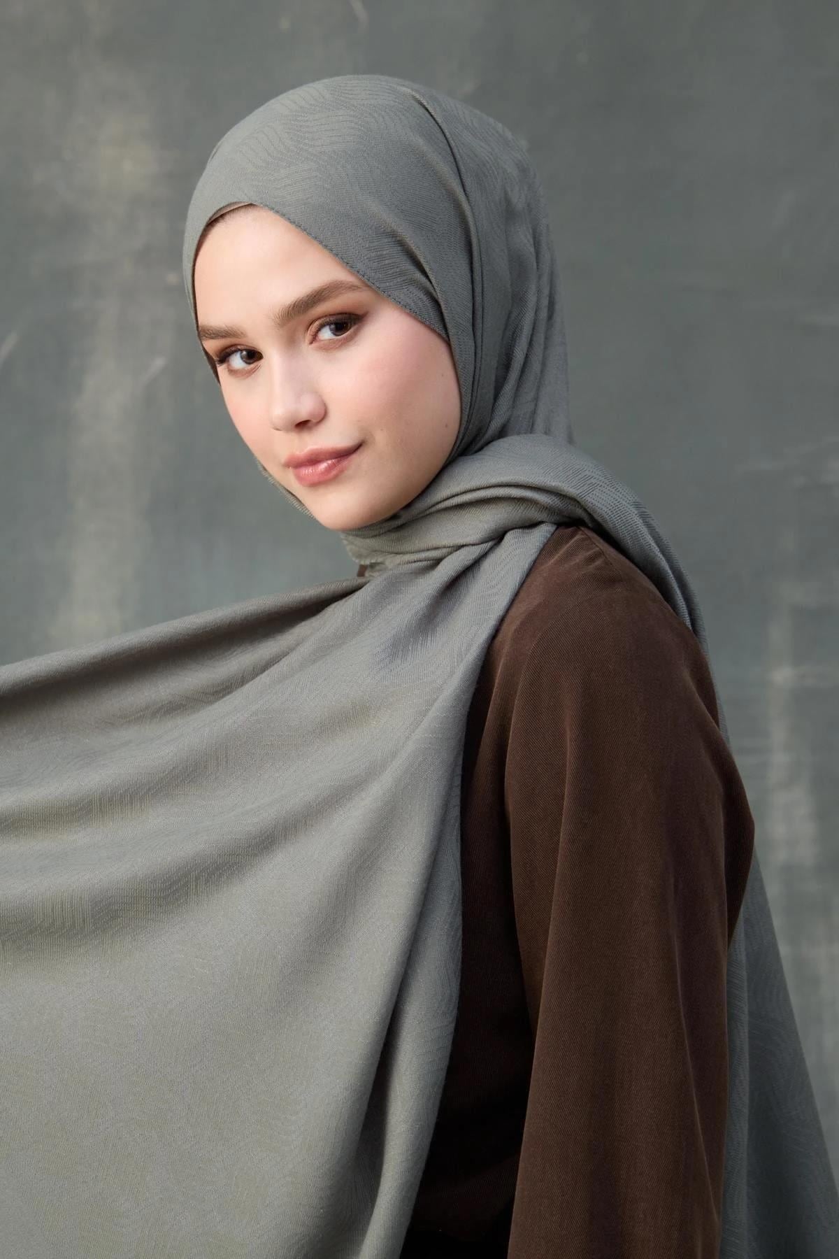 Dalga Desen Pamuk Jakar Şal Yosun 8010-14