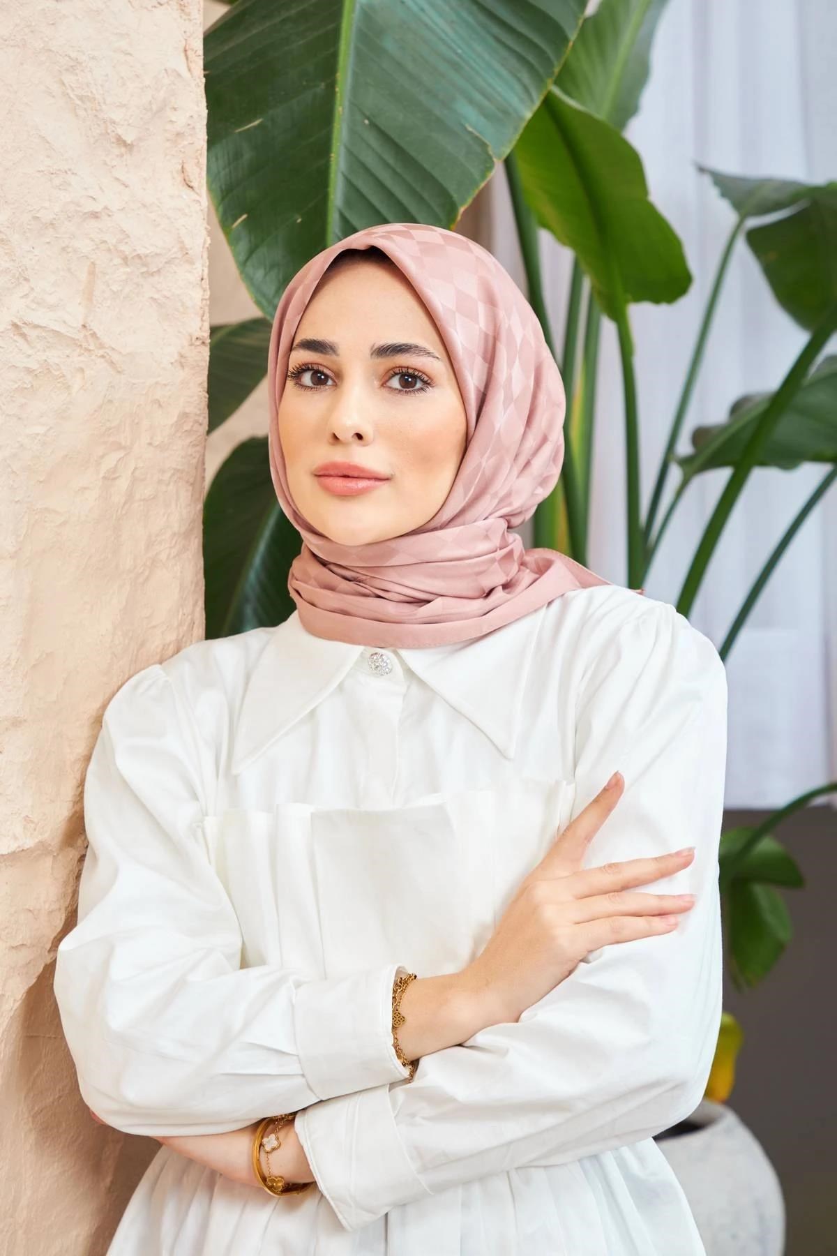 Dama Jakarlı Eşarp Gül Kurusu 9900-21