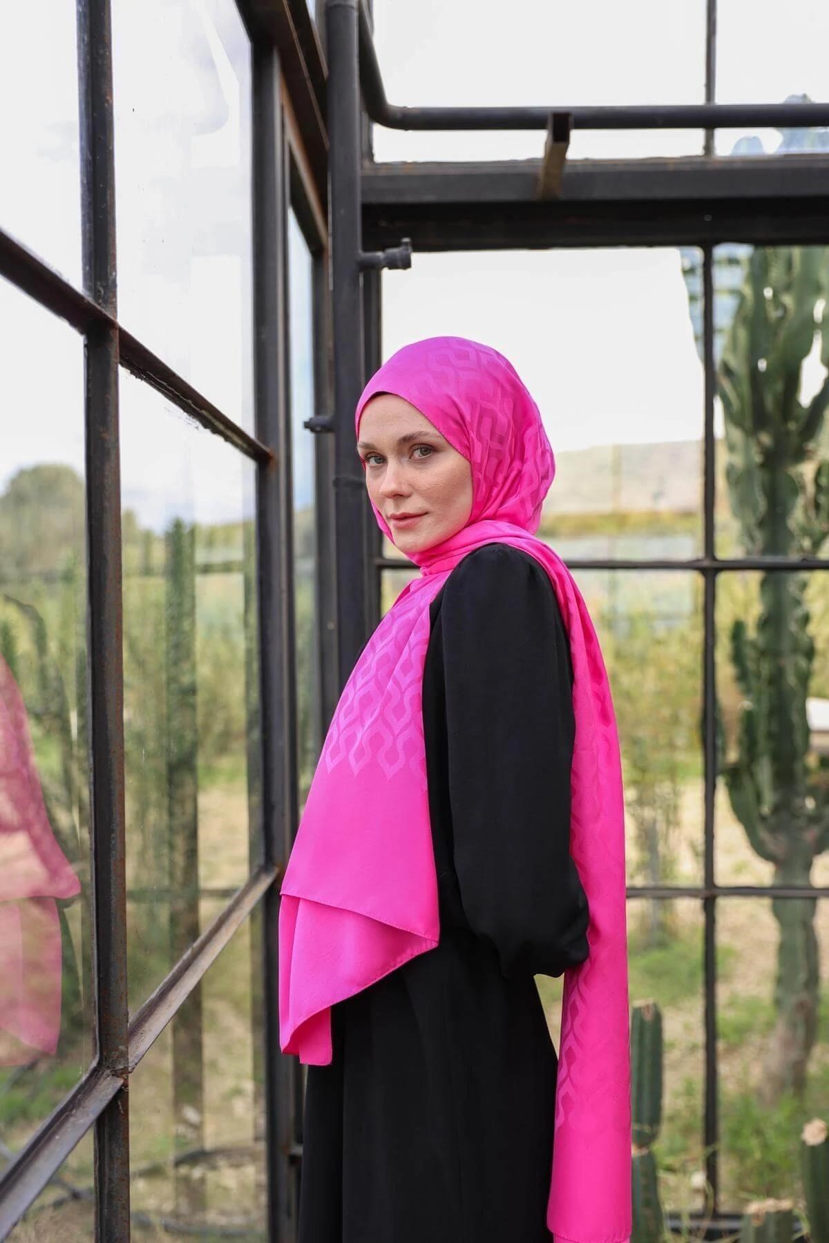 Damla Desen İpeksi Jakar Şal Pamuk Şeker 9012-08