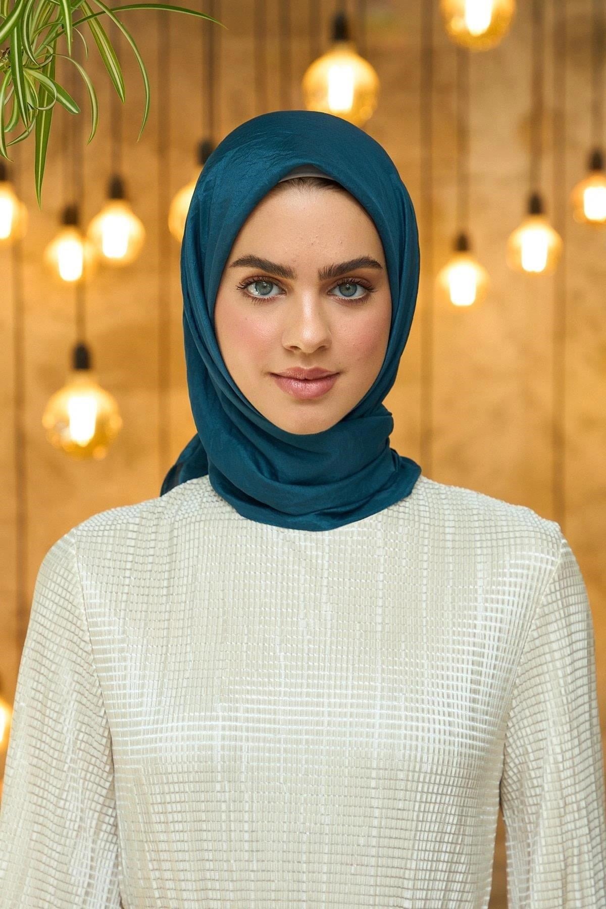 Düz Desen Vual Eşarp Taş Gri Vual İpek Eşarp - 10100-35