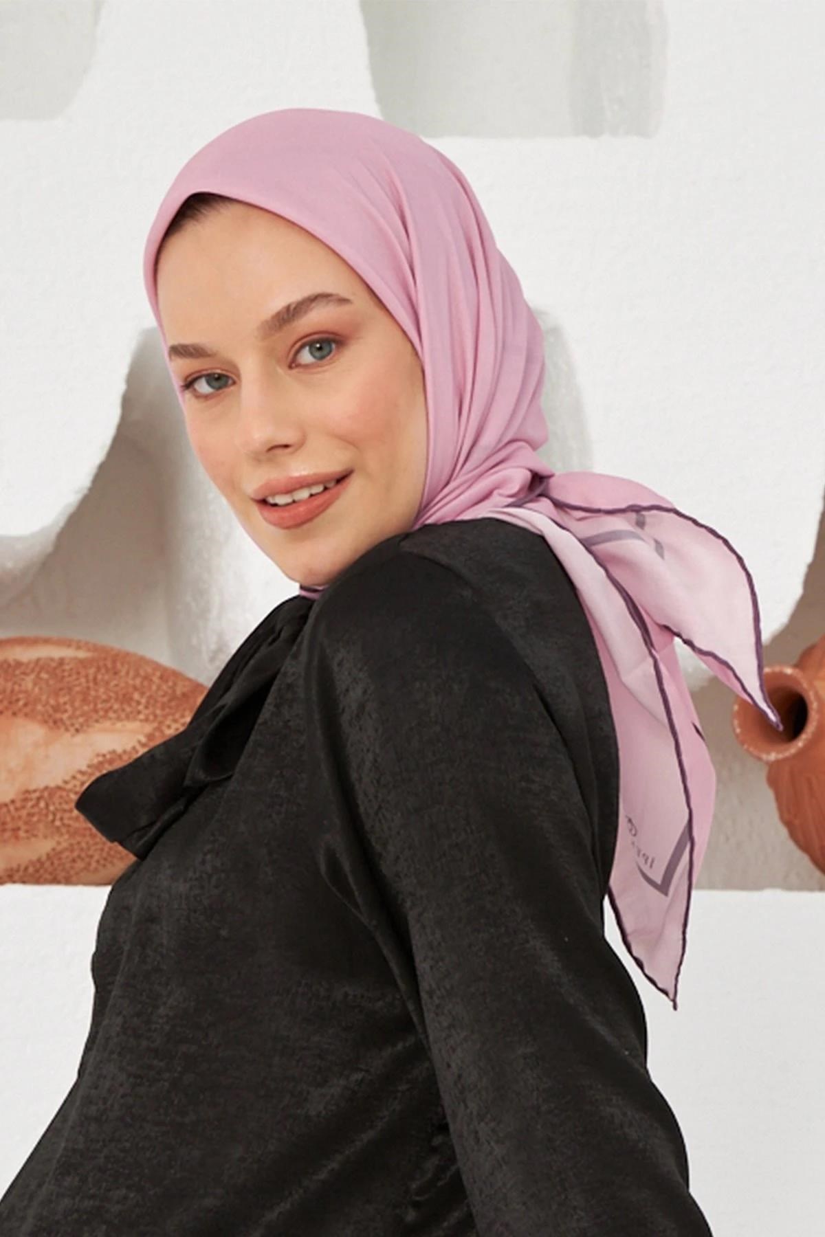 Düz Desenli Pastel Pembe Pamuk Viskon Eşarp
