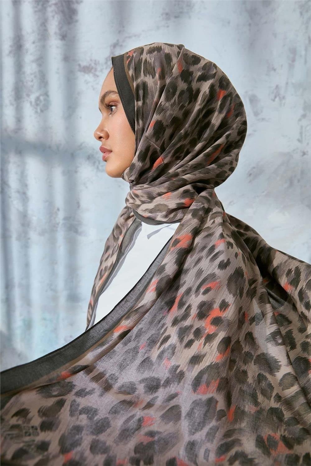 Eco Viscose Leopar Şal Vizon Nefes Alan Dokulu 90x