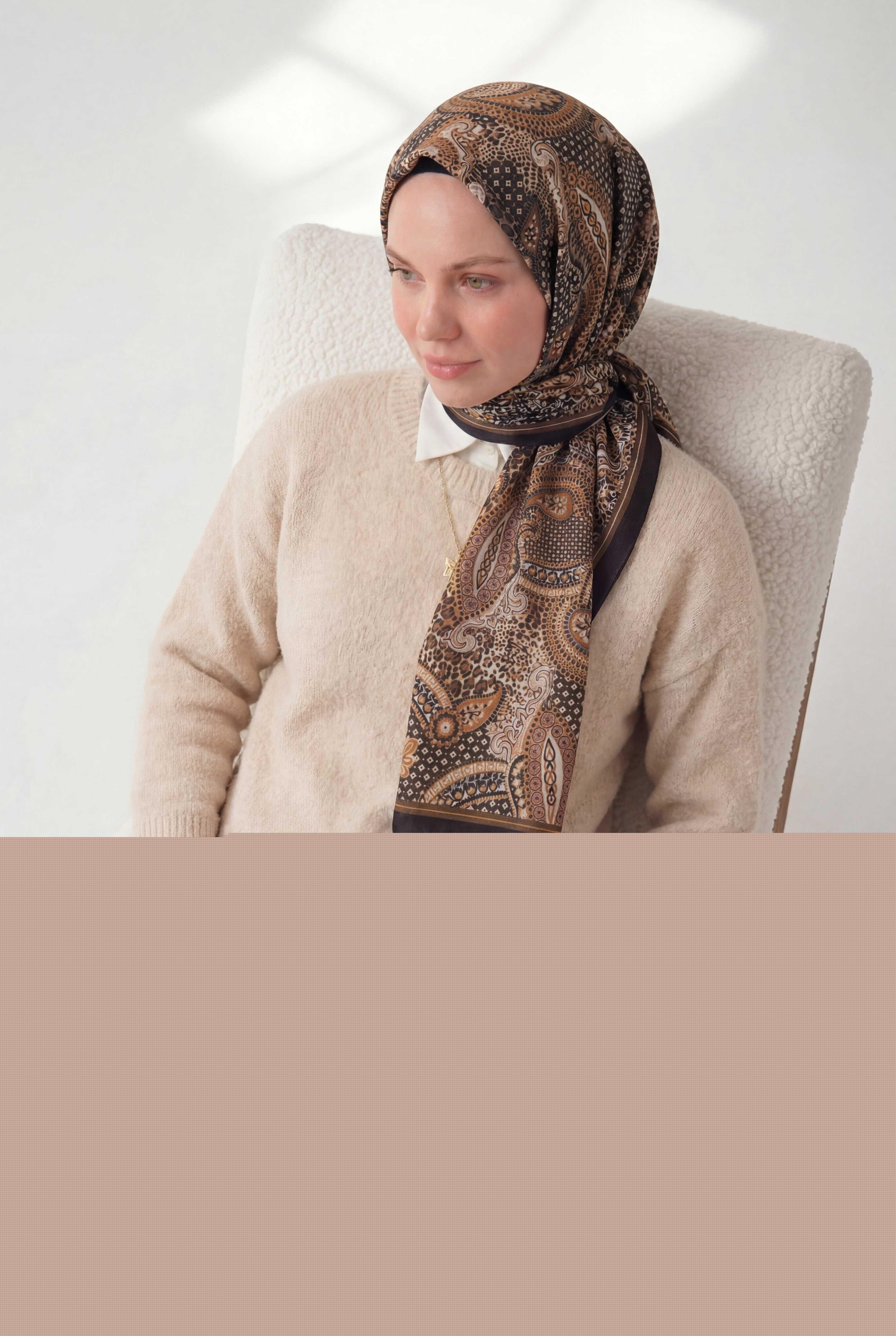 Etnik Desen Antrasit 75X195 Soft Şal