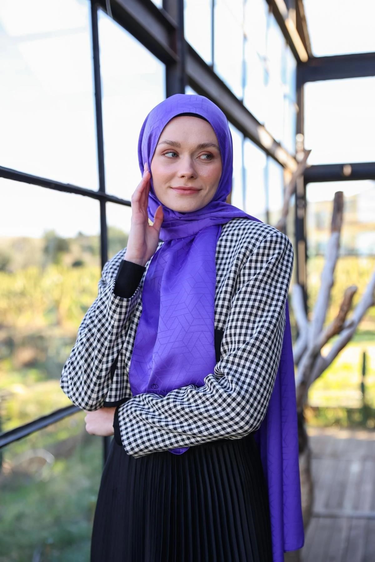 Exen Desen İpeksi Jakar Şal Lavanta 9011-19