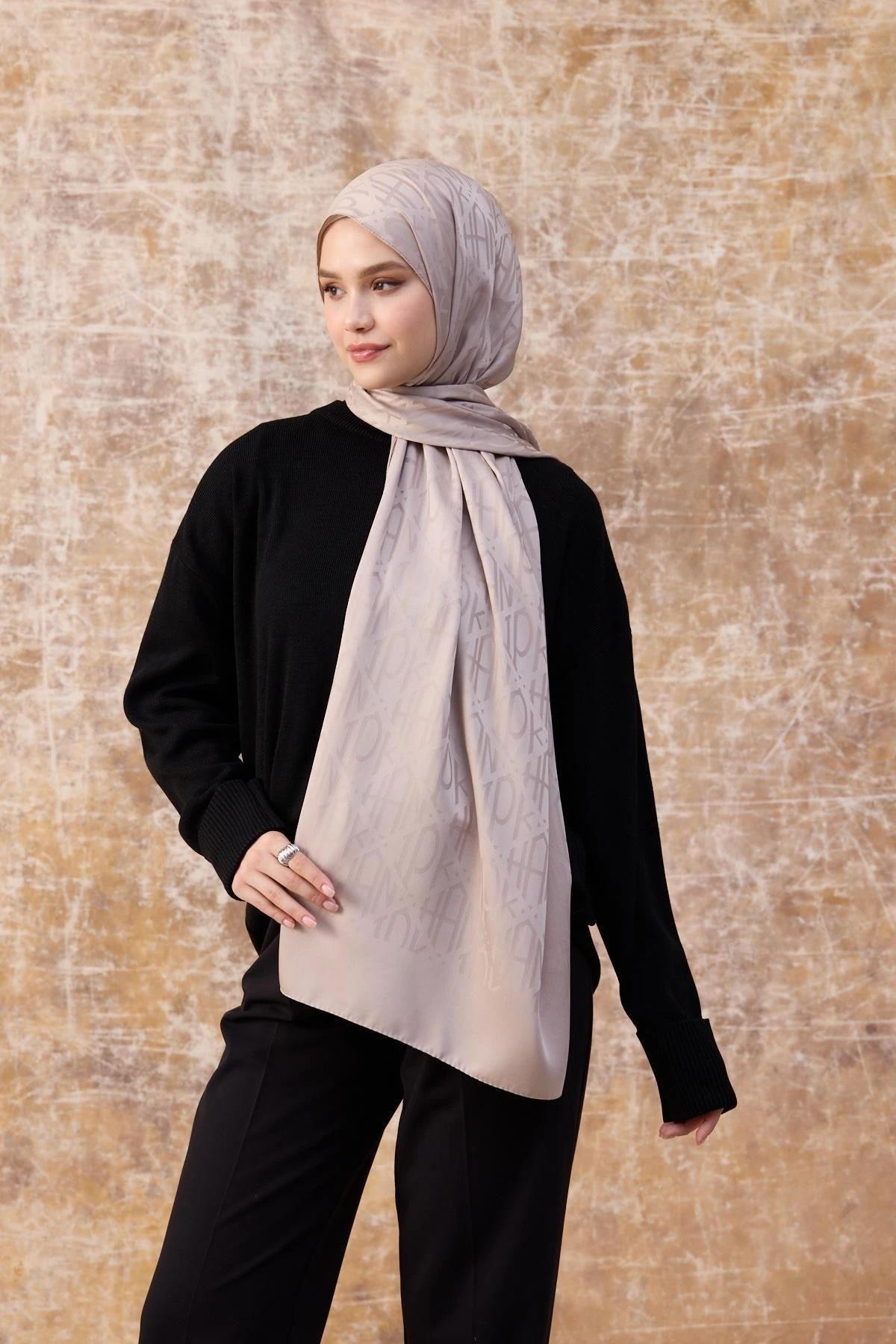 Fall Winter İpeksi Jakar Şal Açık Vizon 9020-28
