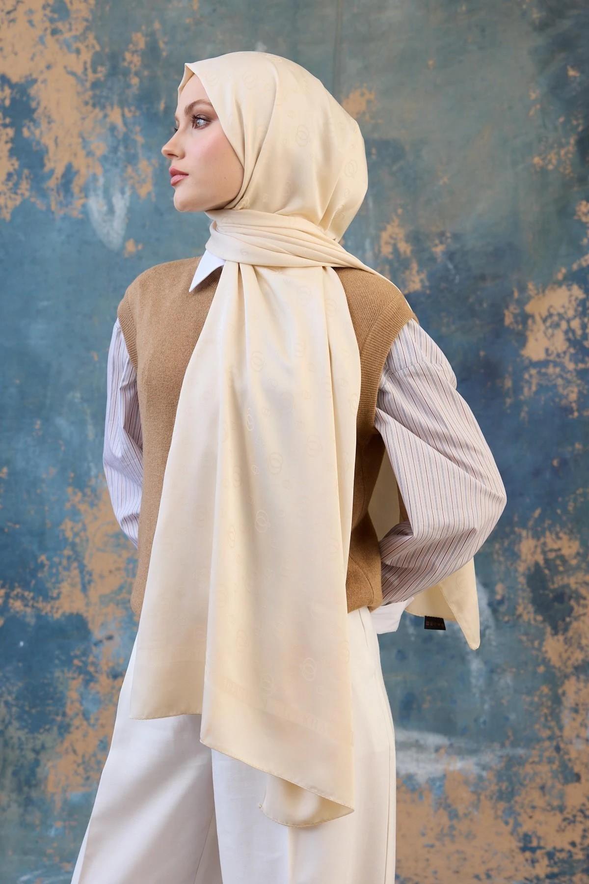 Fall Winter İpeksi Jakar Şal Bej 9018-26