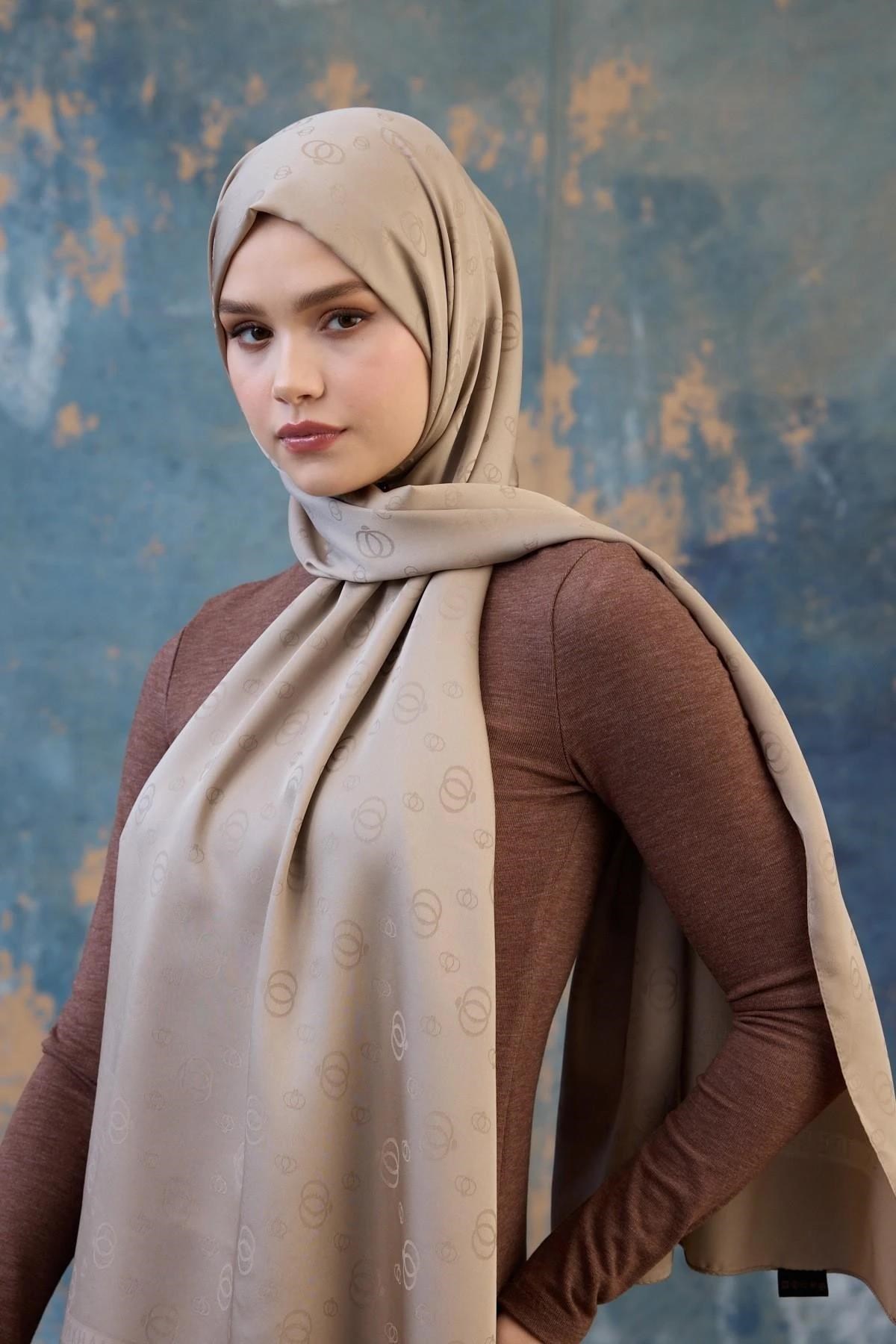 Fall Winter İpeksi Jakar Şal Camel 9018-29