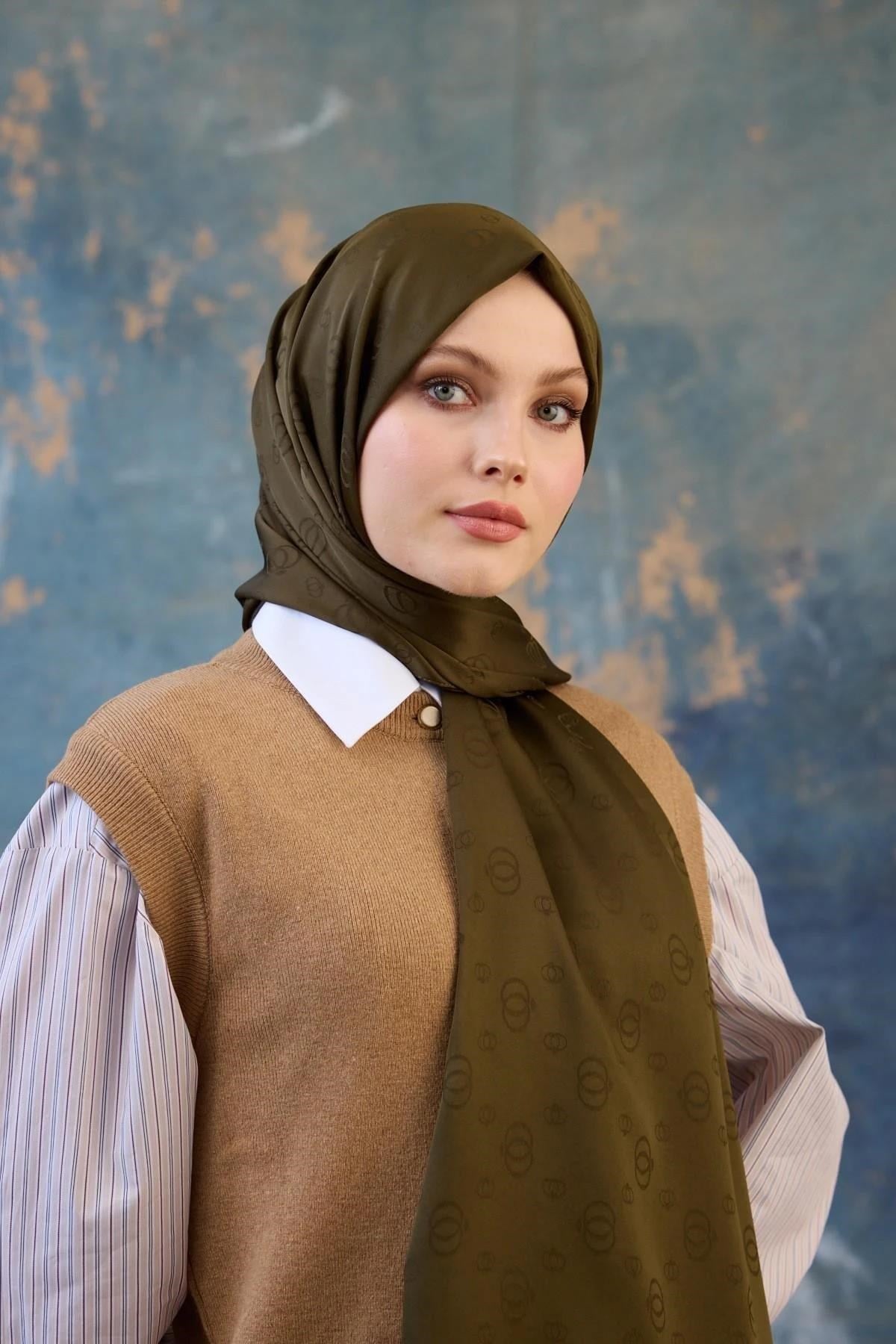 Fall Winter İpeksi Jakar Şal Haki 9018-02