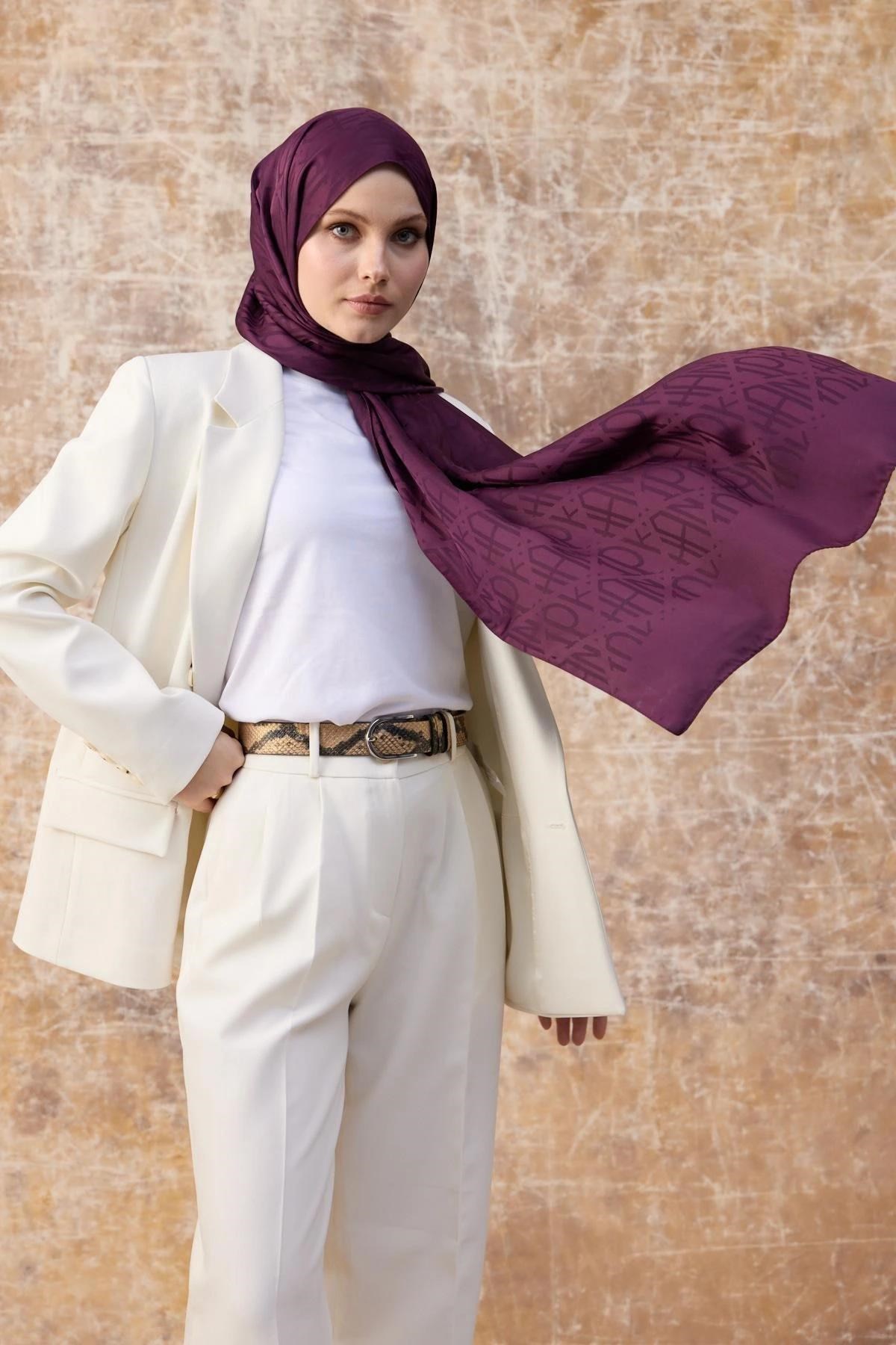Fall Winter İpeksi Jakar Şal Mürdüm 9020-11